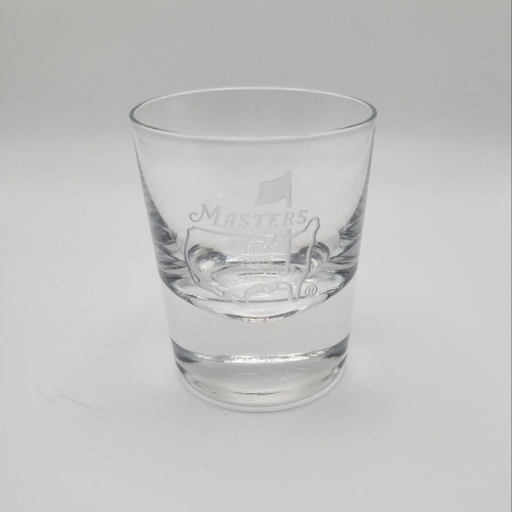 Masters Golf Tournament Etched Crystal Shot Glass Heavy Bottom